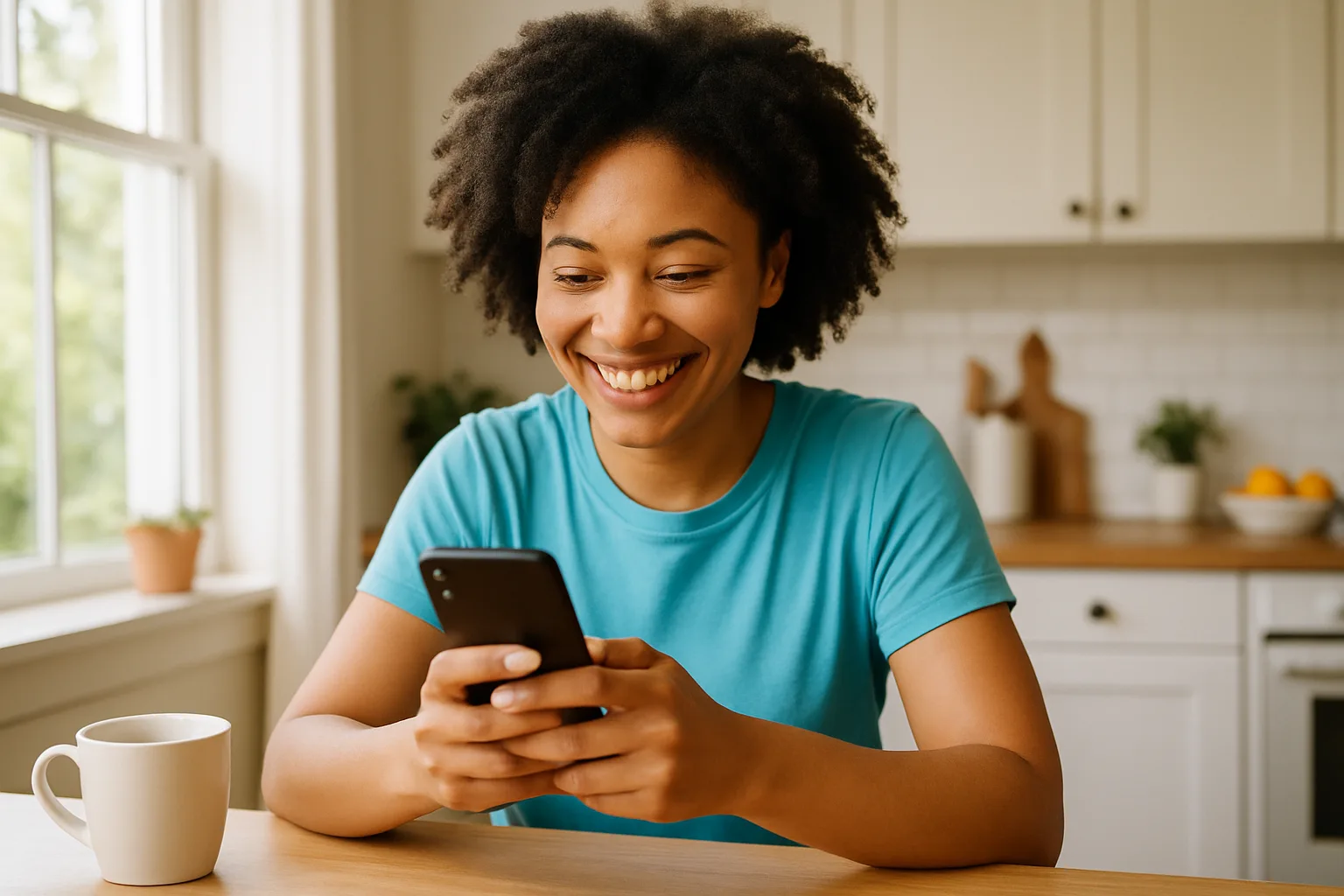 Person smiling while messaging on a smartphone — start dating in Suffolk